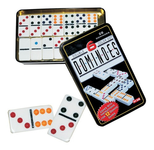 Jogo De Dominó Profissional Osso Colorido 28 Pedras Dominoes